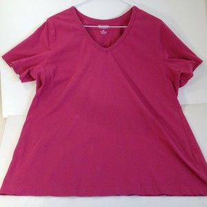 All American Comfort Pink U Neck Womens T Shirt Top Size L